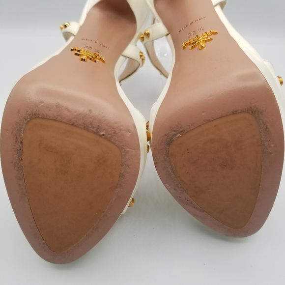 PRADA Cream Stiletto Heel with Gold Studs EU 38.5 - Picture 6 of 11